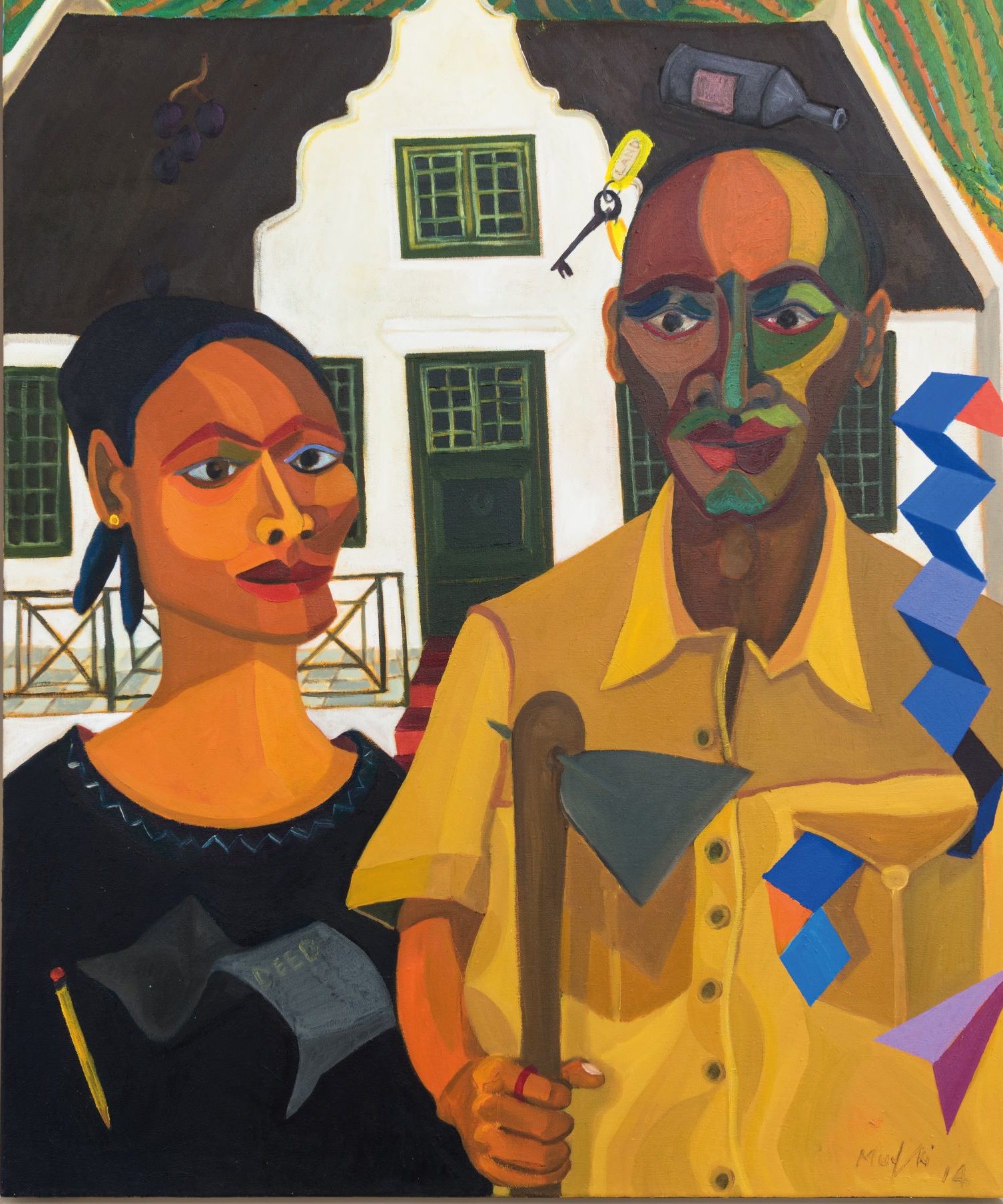 4506Richard Mudariki. The New Farmer and His Wife. 2015. Acrylic on canvas. 101 x 76 cm. Photo: Johann Laurens. Â© Zeitz MOCAA