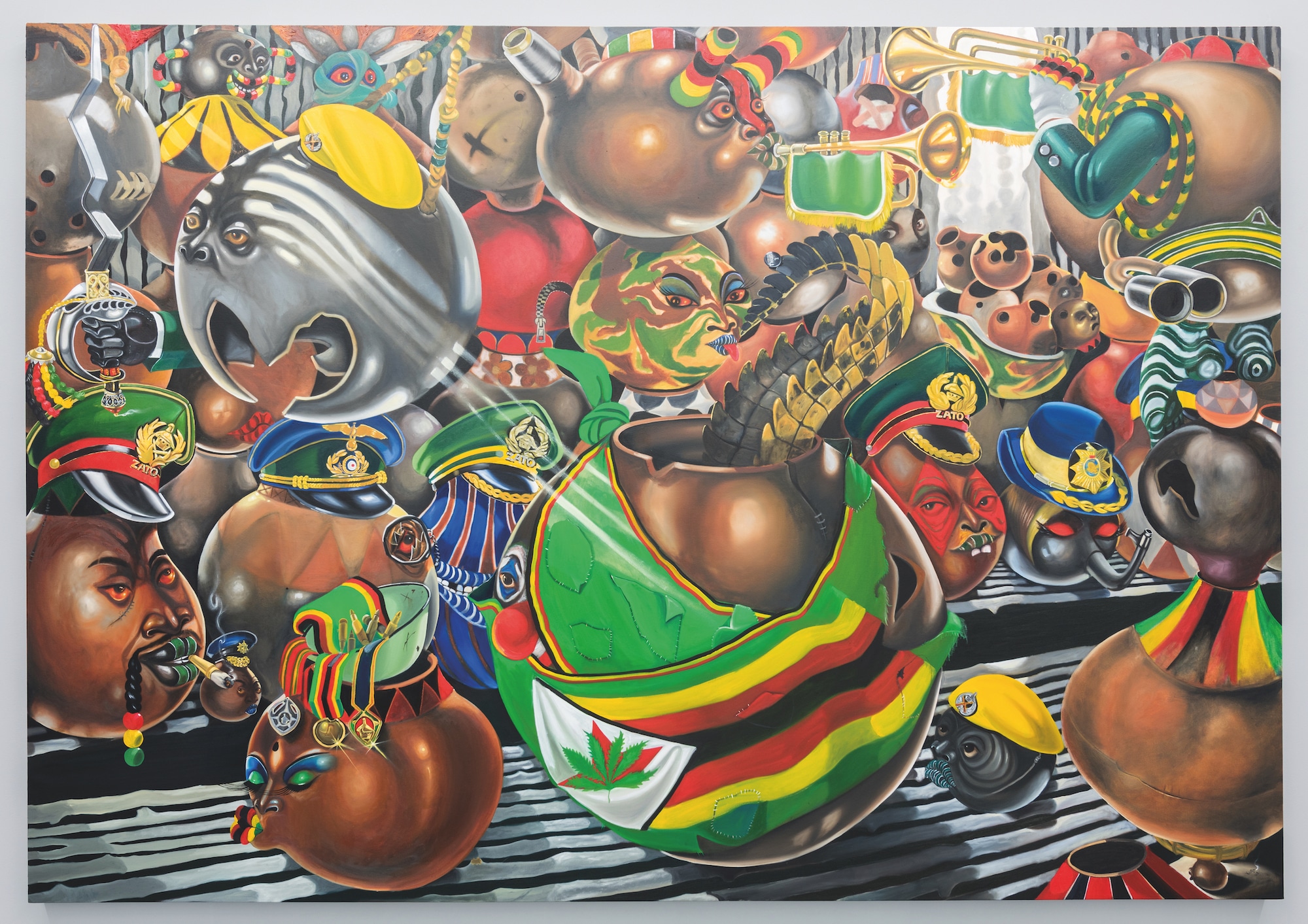 4098Kufa Makwavarara. Pre 2018 election-Zimbabwe Presidential Inauguration. 2018. Oil on Canvas. 150 x 200 cm. Photo credit: Johann Laurens.