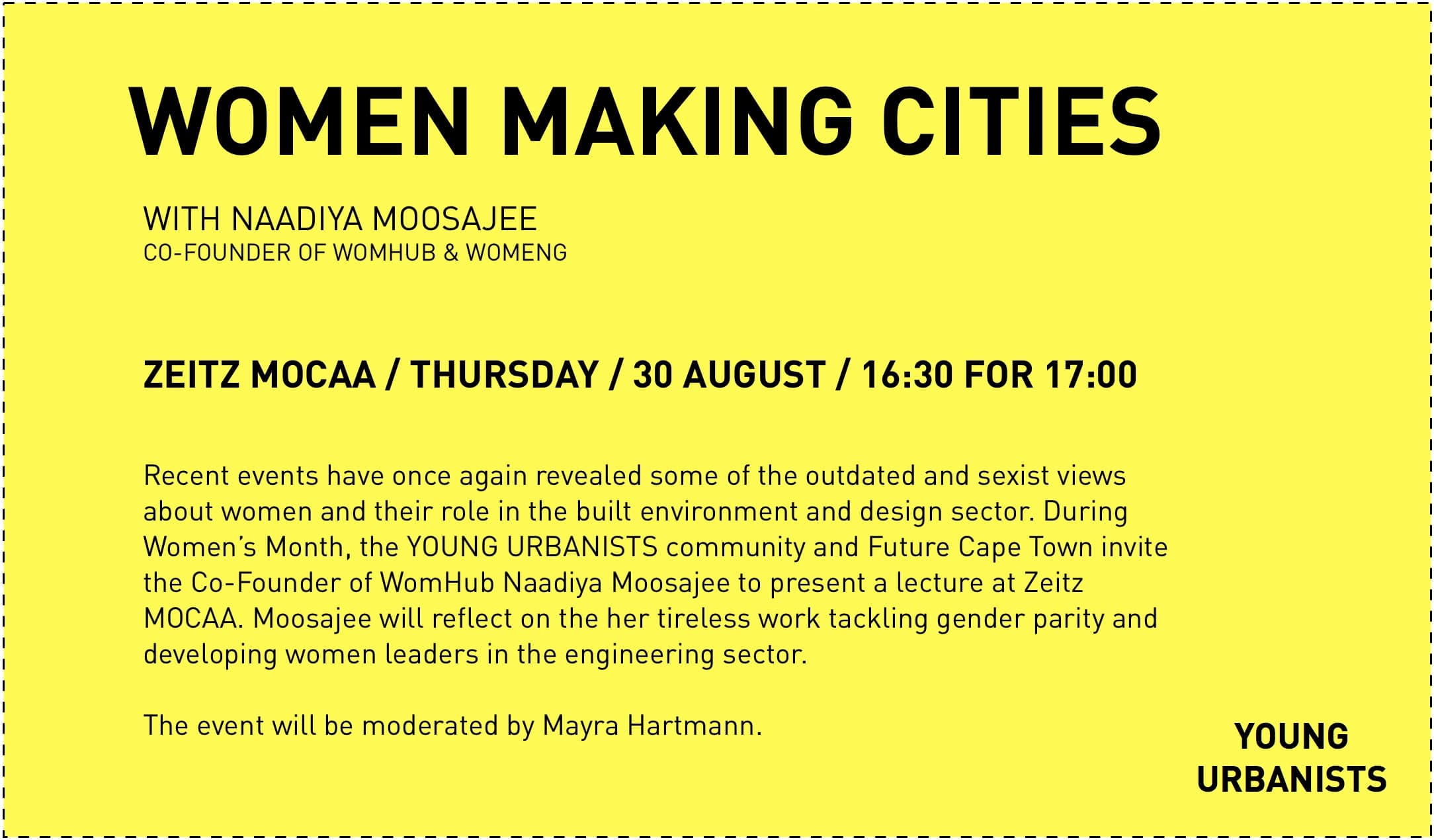 Women Making Cities: A lecture with Naadiya Moosajee