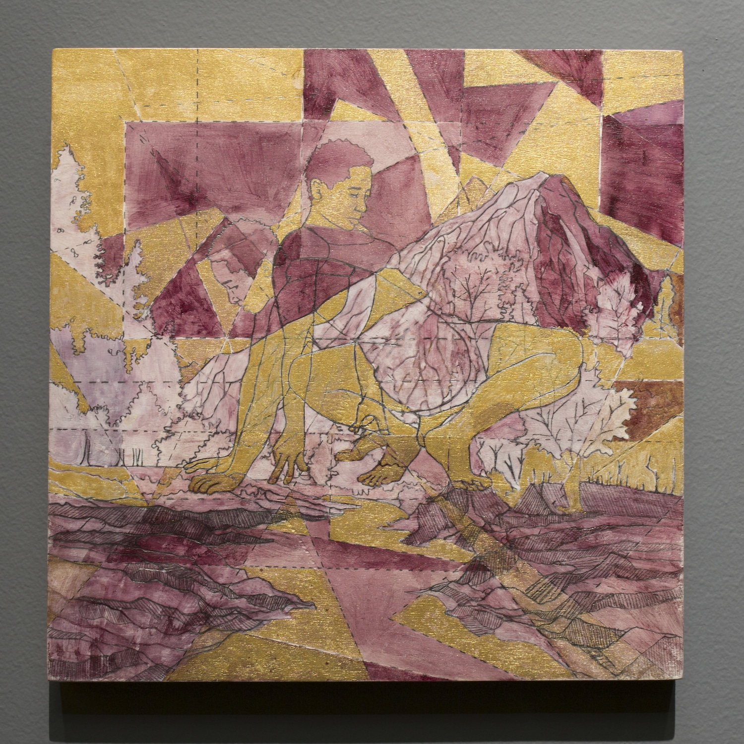 Pamela Phatismo Sunstrum. Quadra III. 2016. Watercolour and gouache on wood panel. 25.5 x 25.5 x 5cm. Installation view.